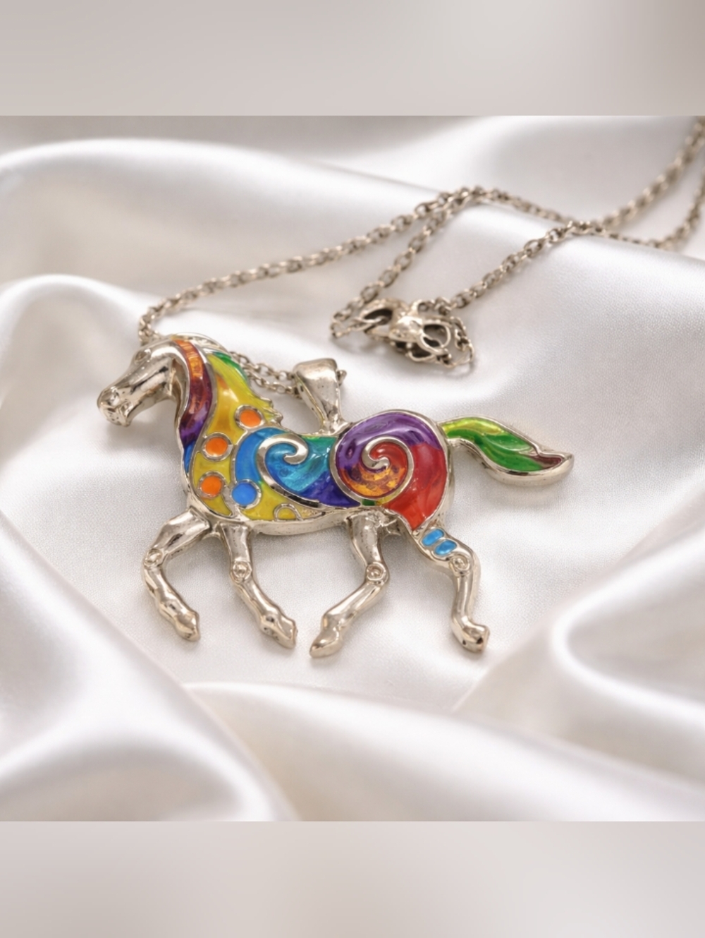 𝑪𝒐𝒍𝒐𝒓𝒇𝒖𝒍 𝑬𝒏𝒂𝒎𝒆𝒍 𝑯𝒐𝒓𝒔𝒆 𝑷𝒆𝒏𝒅𝒂𝒏𝒕 𝑺𝒊𝒍𝒗𝒆𝒓 𝑵𝒆𝒄𝒌𝒍 - Picture 2 of 6